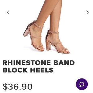 Rhinestone Band Block Heels